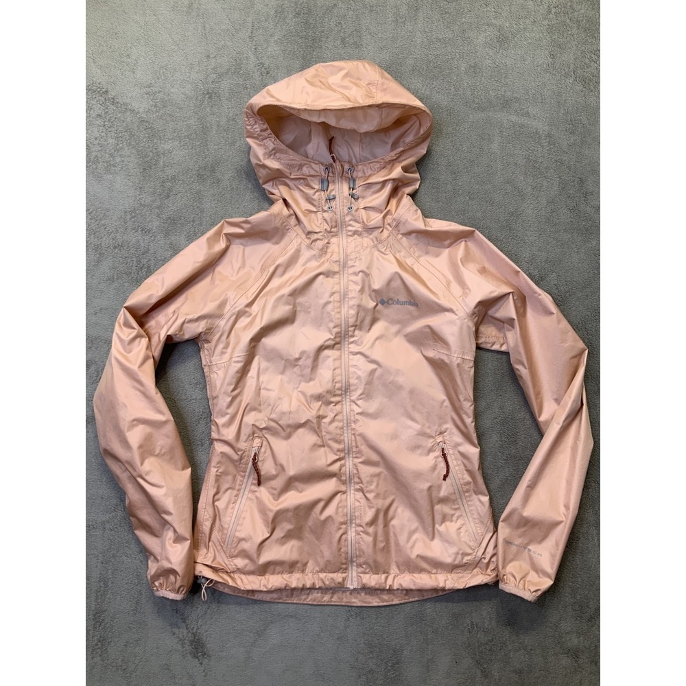Columbia Jacket hooded  Womens Rain Windbreaker Coat Size "S" Pink Omni Sheild